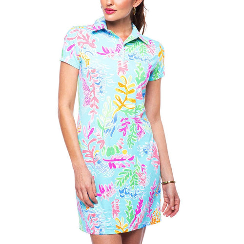 IBKUL - Nessa Print Short Sleeve Polo Dress - Sandi's Beachwear