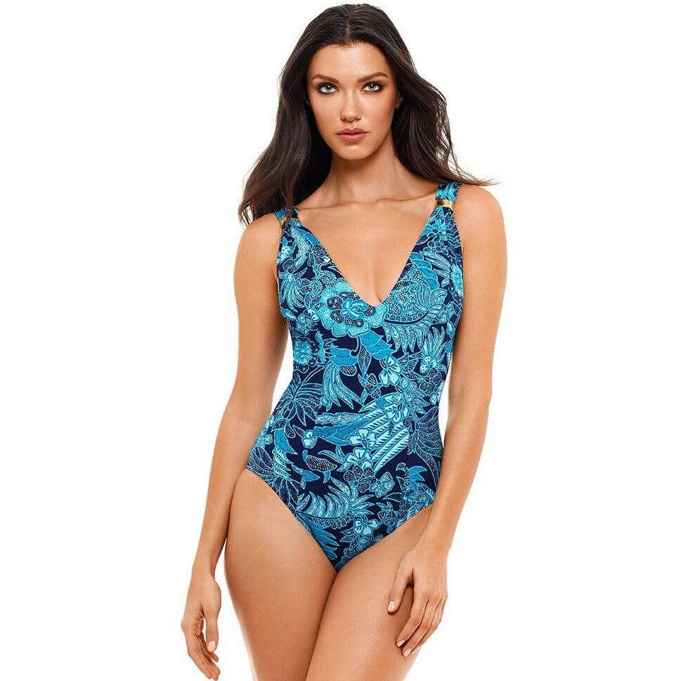 Amoressa Blue Jasmine Rumba One Piece Swimsuit