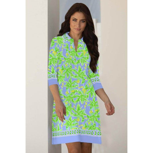 Barbara Erickson - Hannah Print Knit 3/4 Sleeve Polo Dress - Sandi's Beachwear