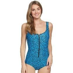 Active Spirit - In The Wild Zip Front One Piece Swimsuit - Sandi's Beachwear