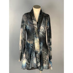 Kamana Black & Grey Patch Blue Open Cardigan - Sandi's Beachwear