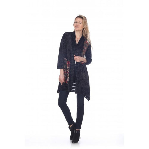 Kamana - Flower Velvet/Black Patch Cardigan - Sandi's Beachwear