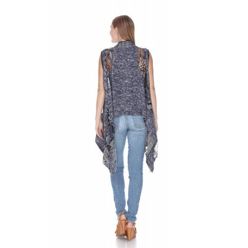 Kamana Blue Vest Long Cardigan - Sandi's Beachwear