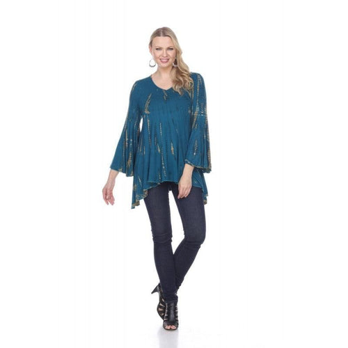 Kamana Irregular Beige Stripe Blue Top - Sandi's Beachwear