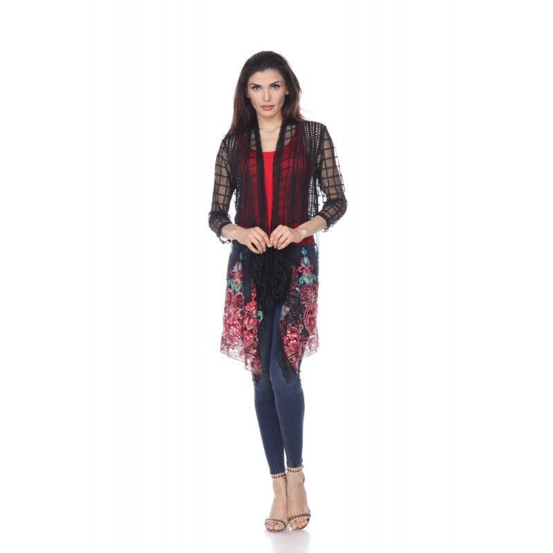 Kamana Black and Pink Multi Cardigan - Sandi's Beachwear