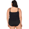 Penbrooke Tiered Fauxkini Black One Piece Swimsuit - Sandi's Beachwear