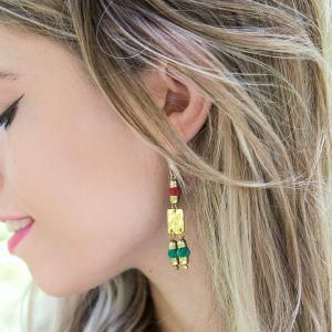 Anju -  Aasha Dual Capped Beads Earrings - Sandi's Beachwear