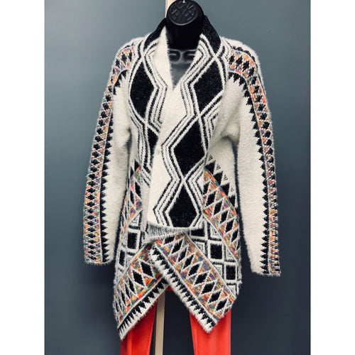 Kamana Southwestern Print Sweater Cardigan - Sandi's Beachwear