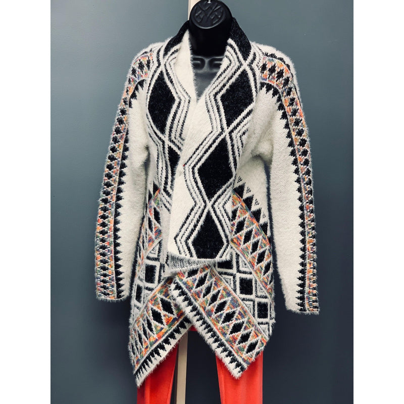 Kamana Southwestern Print Sweater Cardigan - Sandi's Beachwear