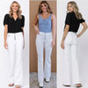 Judy Blue - High Waist Flare Leg ButtonFly Patch Pockets Jeans - Sandi's Beachwear