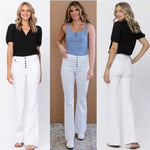 Judy Blue - High Waist Flare Leg ButtonFly Patch Pockets Jeans - Sandi's Beachwear
